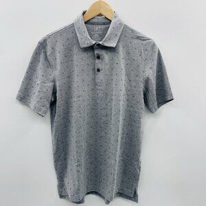 George Mens Size Small Cotton Blend Printed Short Sleeve Polo Shirt in Gray 1836